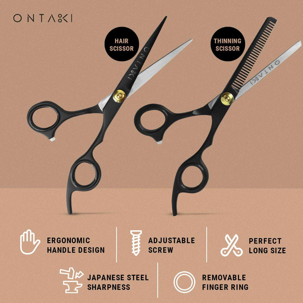 Two pairs of scissors with labels