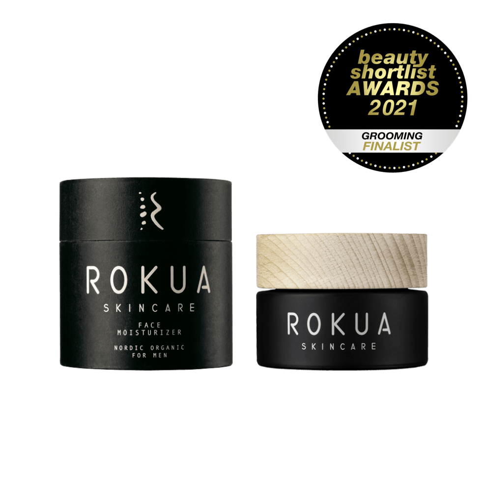 Face Moisturizer by Rokua, 50ml, provides rapid absorption, soothing, and refreshing sensations while keeping skin soft and hydrated without sticky residue.