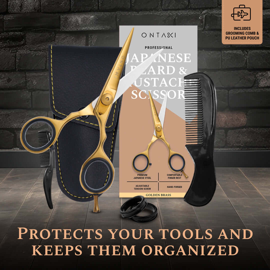 Ontaki professional beard and mustache scissor set with comb