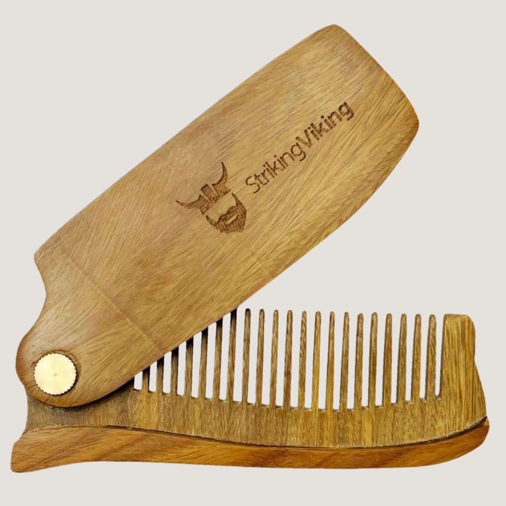 folding woodem comb for men