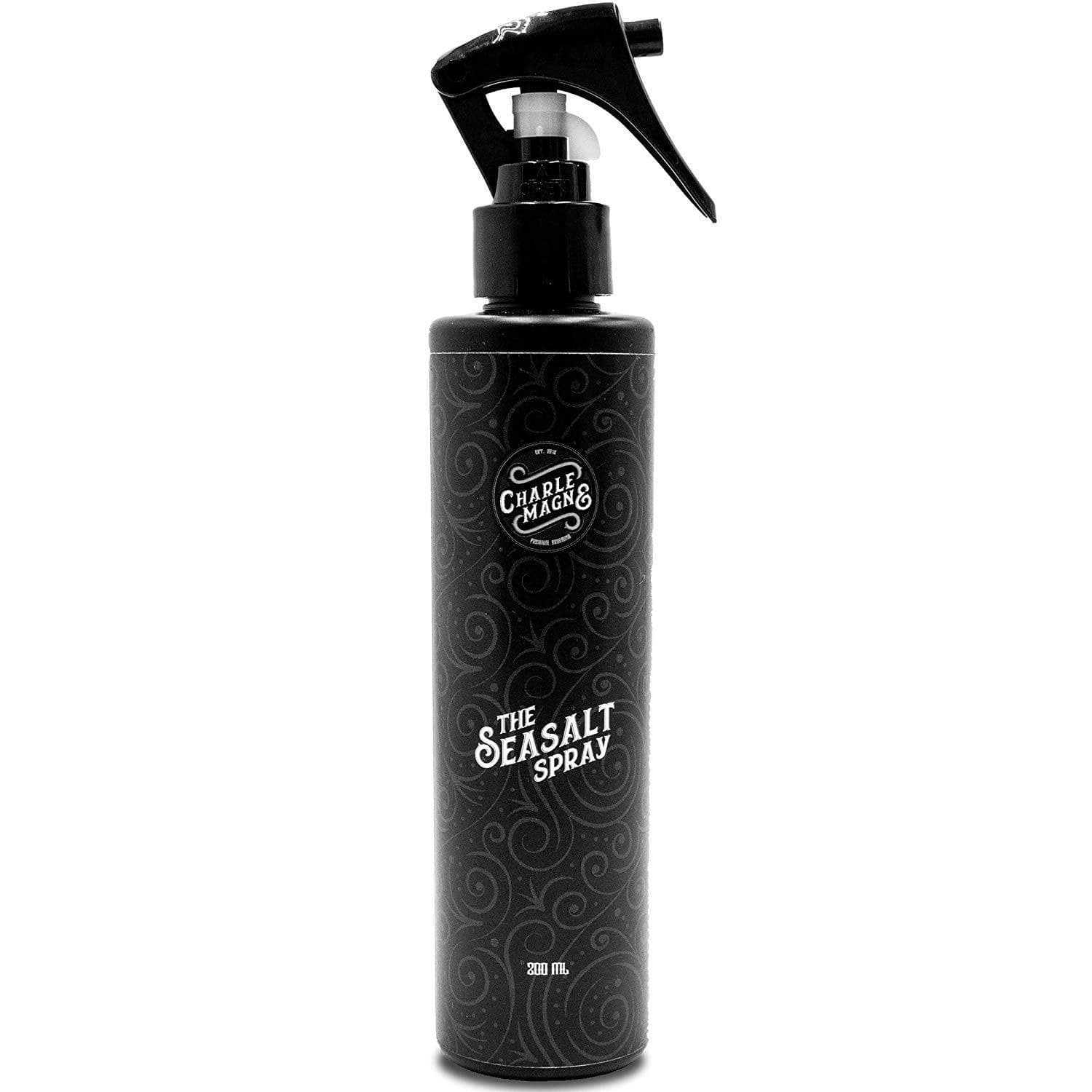 Sea Salt Hair Spray bottle, 200ml, black design by Charlemagne, for textured beach looks.